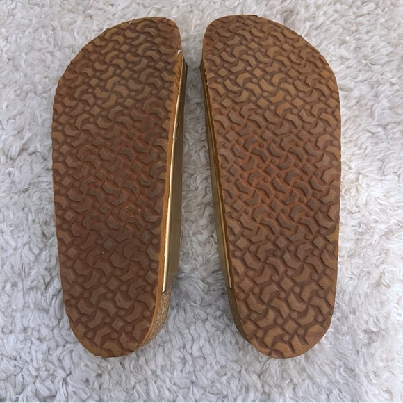 Comfortfusse  Strap Slides Leather Handmade Cork Metallic SZ 39 8.5 - Picture 10 of 10